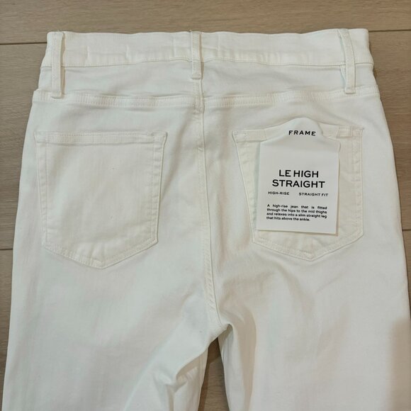 FRAME Le High Straight Cascade Hem Jeans in White Denim - Picture 6 of 7
